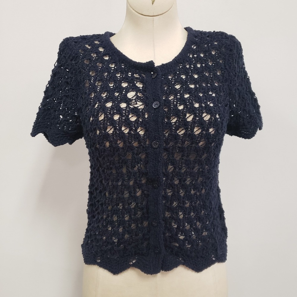 Divided Womens Fairy Grunge Dark Cottagecore Open Knit Cardigan Size S Blue‎